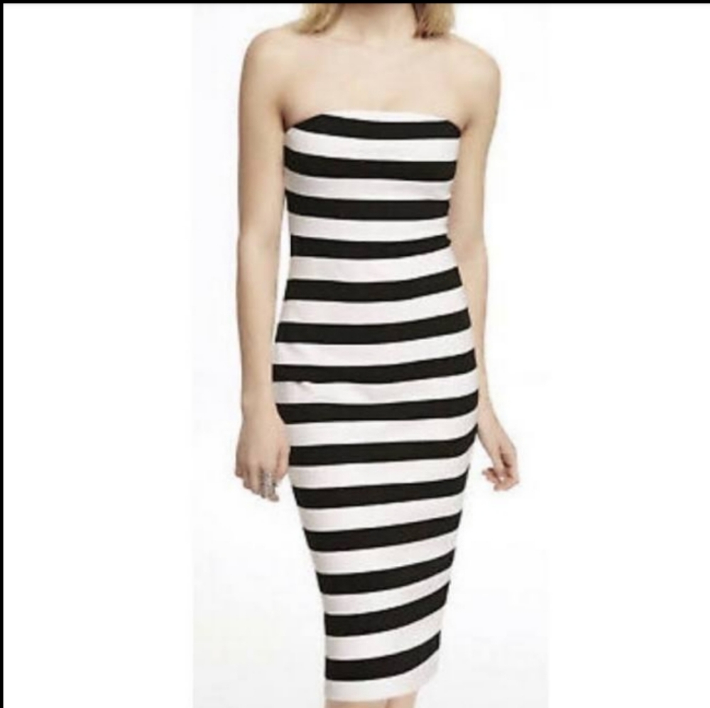 Express striped pencil strapless